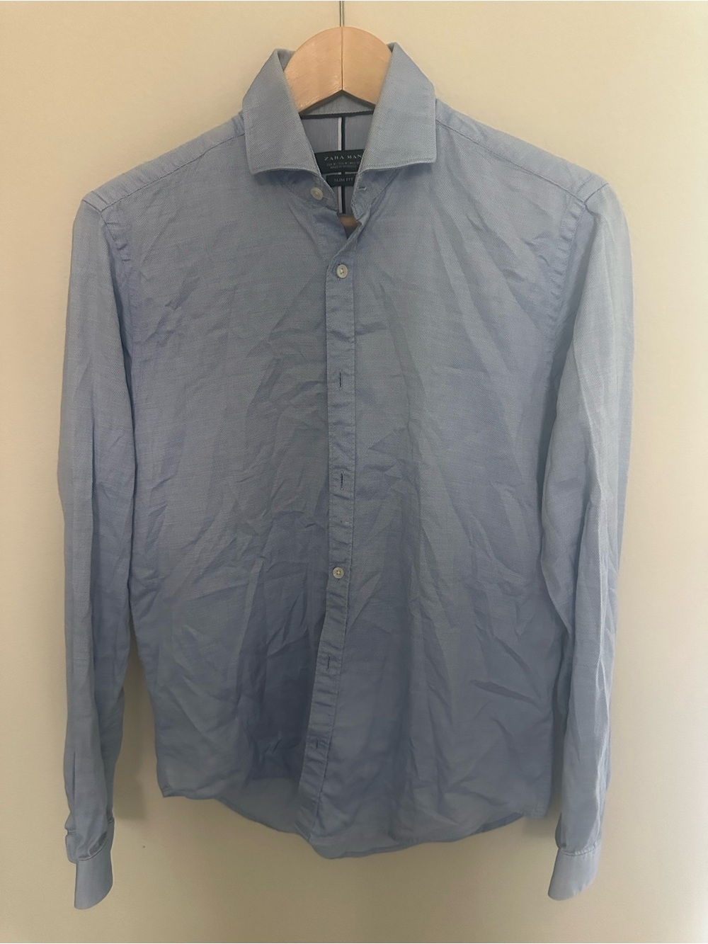 Zara Men's Light Blue Button-Up Dress Shirt